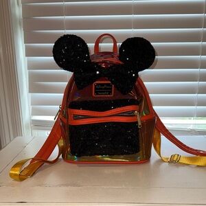 Disney Longefly Shimmering Orange and Black Mini Backpack
